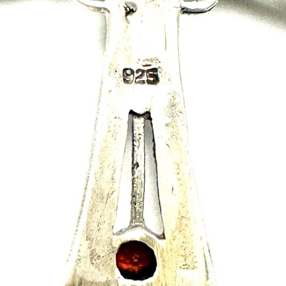 Garnet Cross With Marcasite set in Sterling Sterling Silver 925 Stamped - Picture 4 of 4